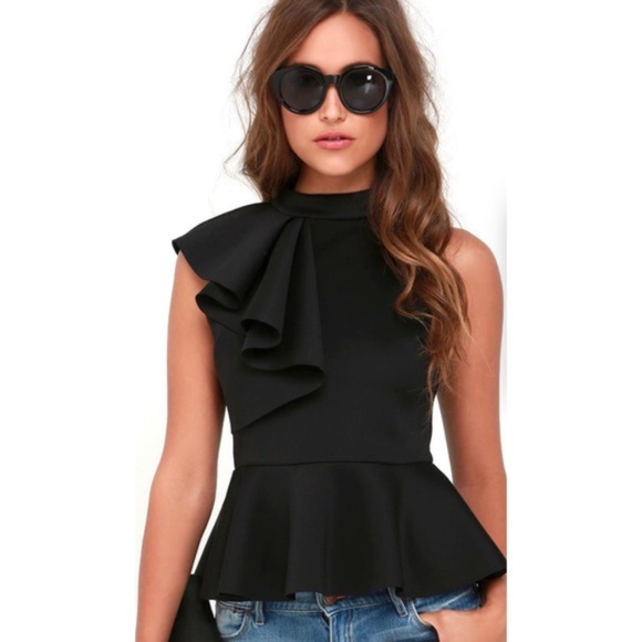 Tops - NWT ‘Juliana’ Side Ruffle Peplum Top in Black